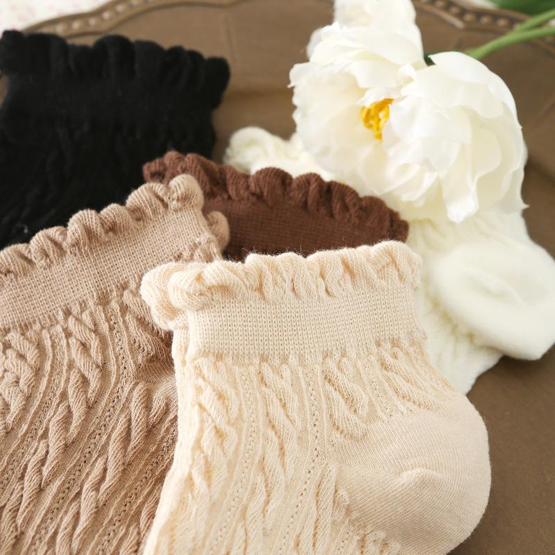 5/10 Paar Bequeme Lässige und Vielseitige Frühling- und Sommersocken: Lässige Damen Kurzsocken Niedliche Netzspitze Atmungsaktiv Niedrig geschnitten Kurze Socken