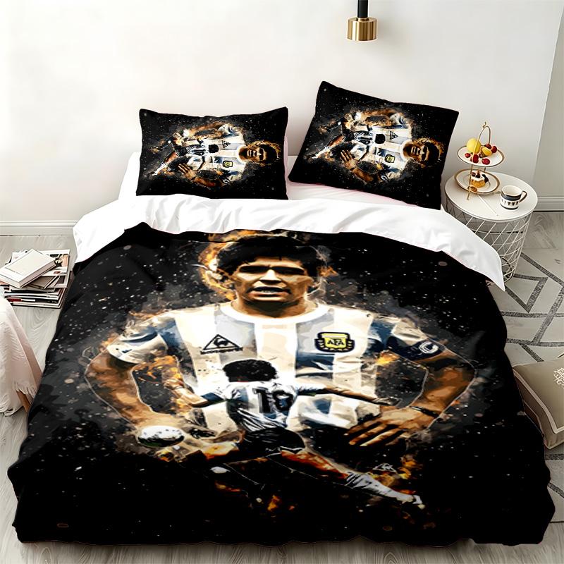 Conjunto de 3 peças Diego Maradona Perfeito para uso no quarto Conjunto de cama confortável inclui uma capa de edredom e duas fronhas Presente ideal de aniversário ou Natal