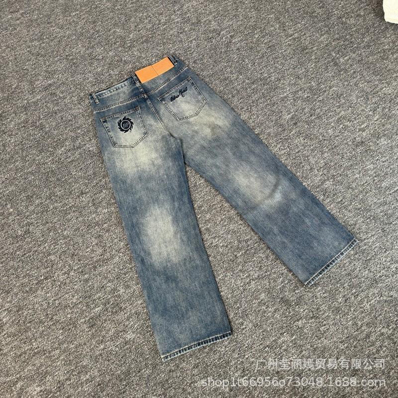 25 Streetwear BP Embroidered Denim Jacket Pants Set Mens High Street Outfit