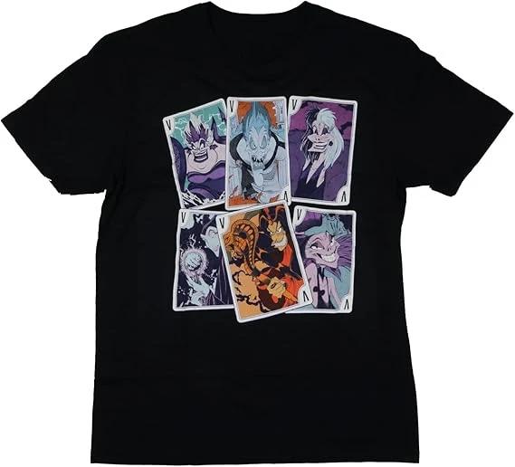 Villains Character Playing Cards Design Black T Shirt S