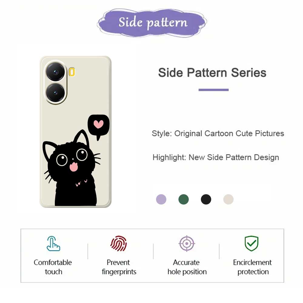 For Xiaomi Redmi Turbo 4 5G/Poco X7 Pro 5G Case Love Black Cat Pattern Printing Straight Edge TPU Phone Back Cover
