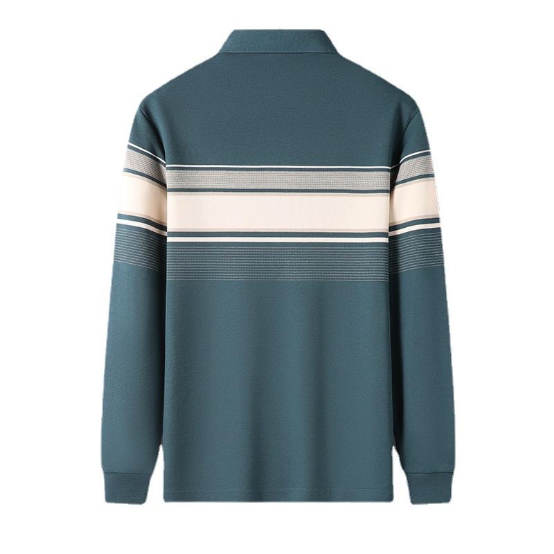 Höst Ny Medelålders Casual Mode T-shirt Temperament Långärmad POLO-tröja Herrars Slag Nedre Tröja
