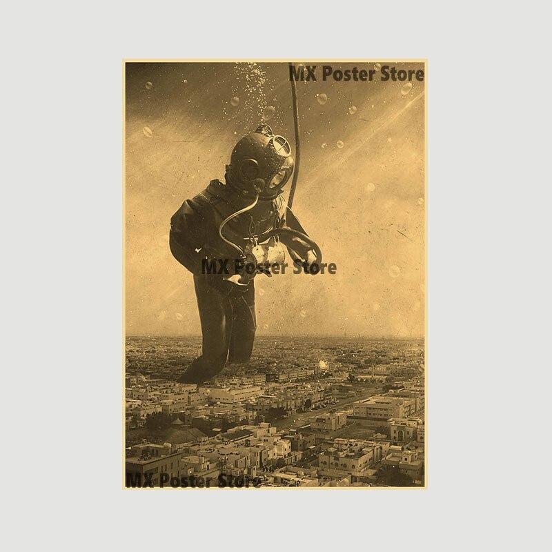 

Винтажные постеры «Космическая мечта» на крафт-бумаге, ретро настенная живопись, научно-фантастические картины для домашнего декора, украшение комнаты, фреска 30x21cm