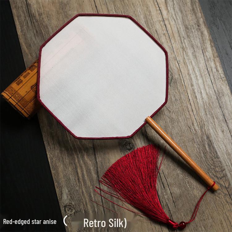 Vintage Silk Hand-Painted Gongbi Fan - Classic Chinese Round Palace Design