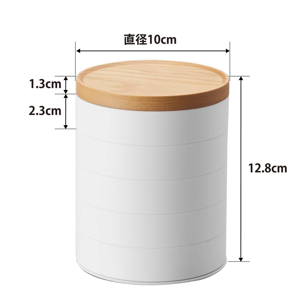 Yamazaki Tosca Jewelry Box with 10cm W X 10cm D X 5312 Lid, 5-Tier, White, Approx. 12.8cm H,
