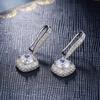 Trendy Luxury Silver Color Square Drop Earring Wedding Bridal Accessories Shine Zircon Stone Elegant Women Jewelry