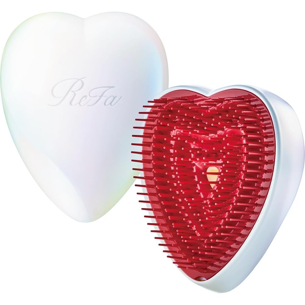ReFa HEART BRUSH Aurora White Hair Styling Tool with Ergonomic Design and Gentle Bristles