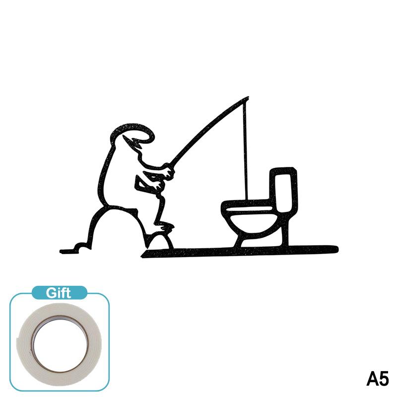 3D Nyomtatott Minimalista Vonalas Faldekoráció Öntapadós WC Jel Vízálló Modern Dísz Fürdőszobába Otthoni Dekoráció