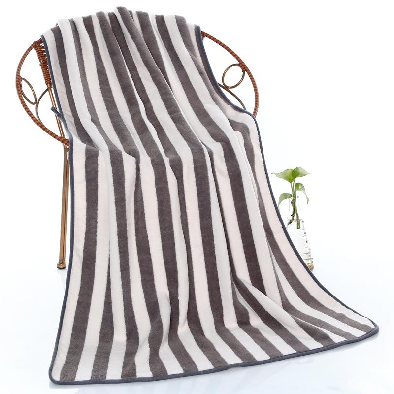 Coral Fleece Striped Bath Towel Set, Large & Thick, 70 x 140 cm, Absorbent Gift for Adults.