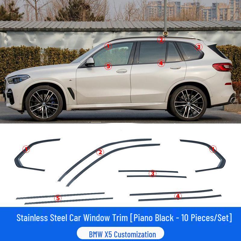 Black Window Trim & Door Frame Strip for BMW 3, 5 Series, X3, X5, X6 - Decorative Black Warrior Edition.