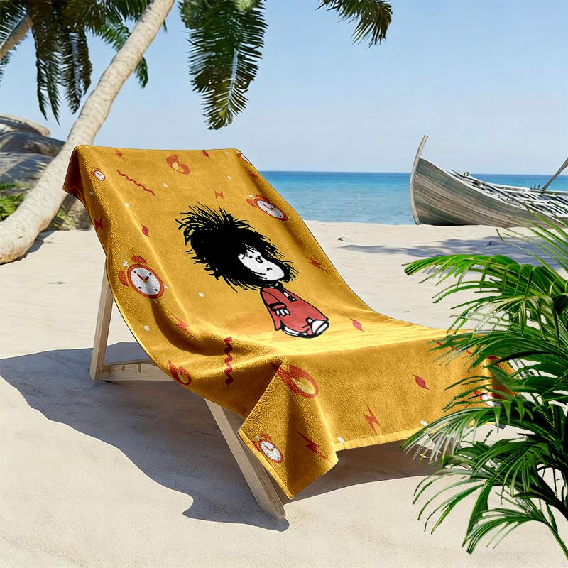 Mafalda Print Beach Towel, Large Soft Quick Dry Towel for Beach Camping Swimming