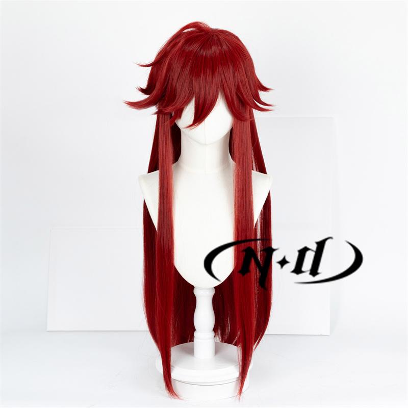 

ND Grelle Sutcliff Cosplay Wigs Anime Kuroshitsuji Black Butler Cosplay Long Dark Red Hair Wigs for Comic Con Coser Halloween One Size&Black Butler