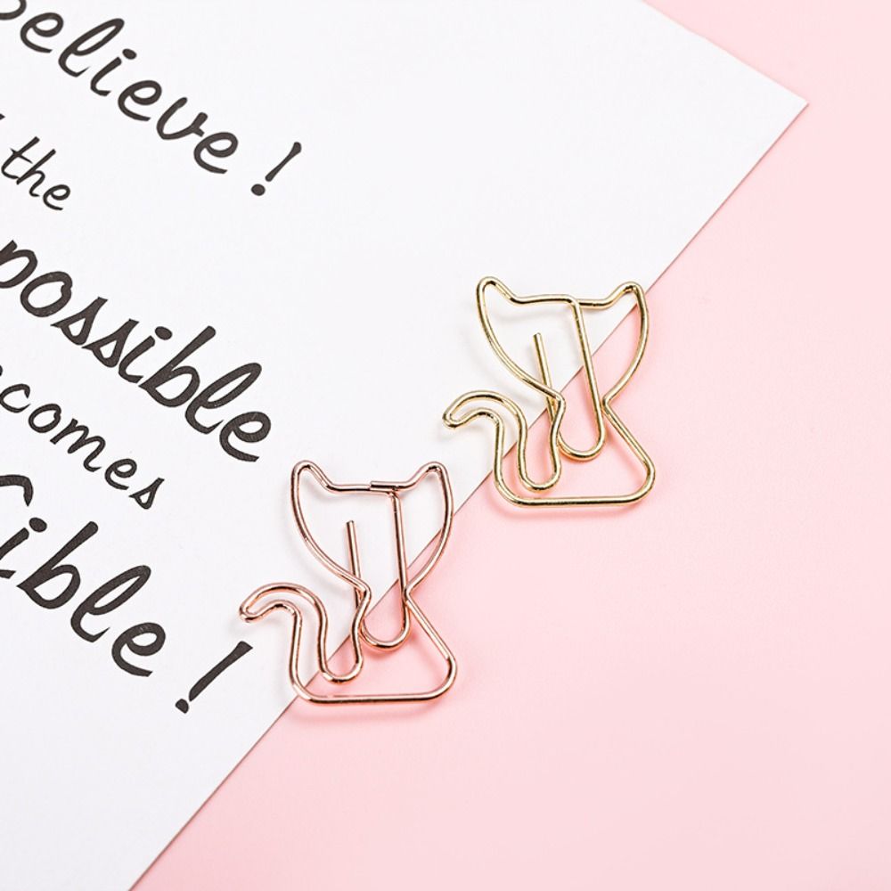 10pcs Metal Metal Paperclip Cat Shaped Paper Decorative Clip Bookmark Holder  Paper