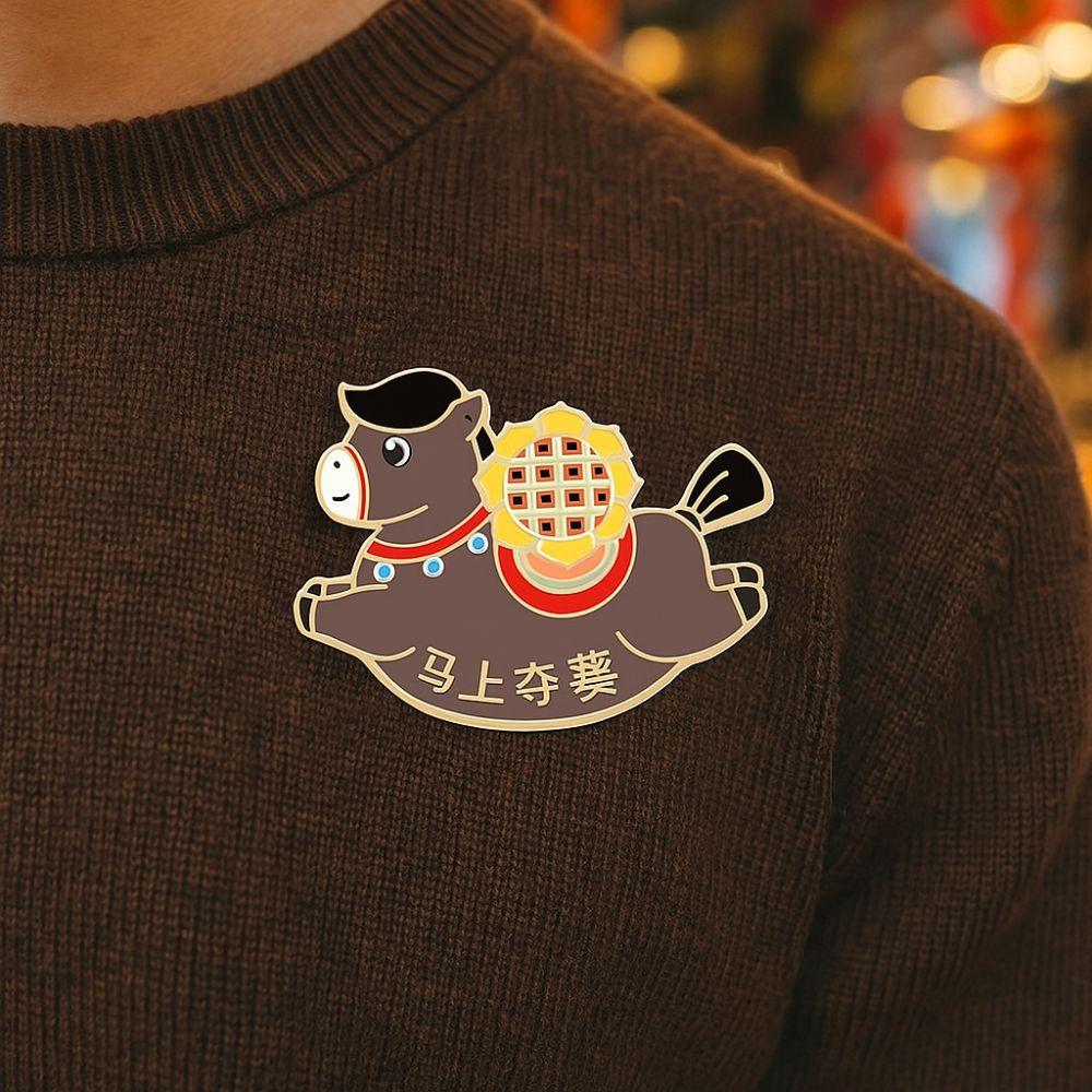 Cartoon Animal Brooch Cute Horse Year Brooch Exquisite Zodiac Horse Brooch  Spring Festival