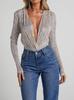 2024 Europese & Amerikaanse Diepe V Pailletten Lange Mouw Jumpsuit voor Dames