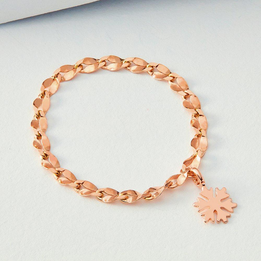 Bague Chaîne Bottiche Pendentif Flocon de Neige en Or 14K