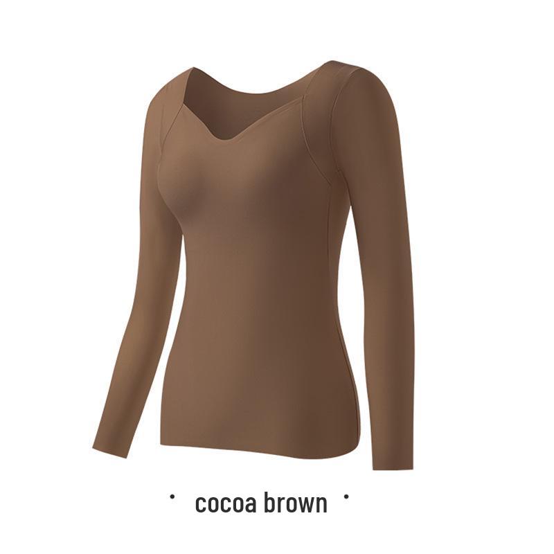 Hyaluronic Acid Skin-Beautifying Long Sleeve Top with Chest Pads - Warm, Seamless Base Layer for Autumn and Winter