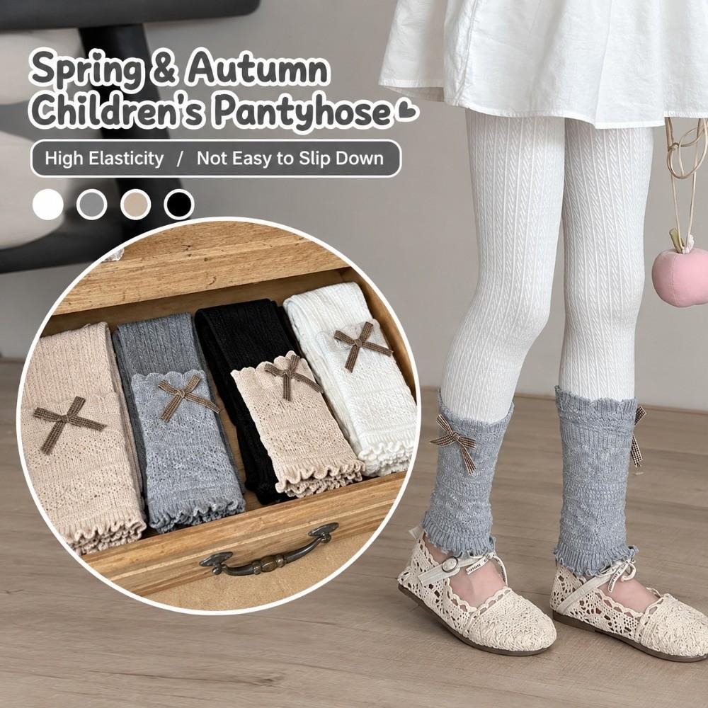 Tight-fitting Girls Bow Leggings Ruffled Kids Pantyhose  For Girls 90-150cm Tall
