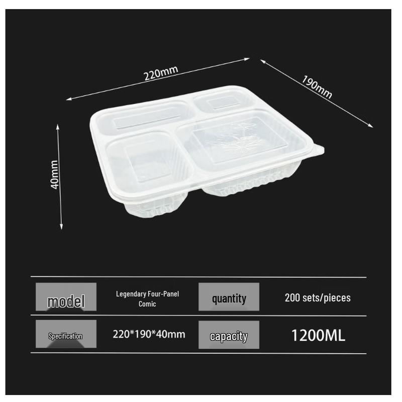 Zebian Disposable Compartmented PP Plastic Lunch Boxes with Lids