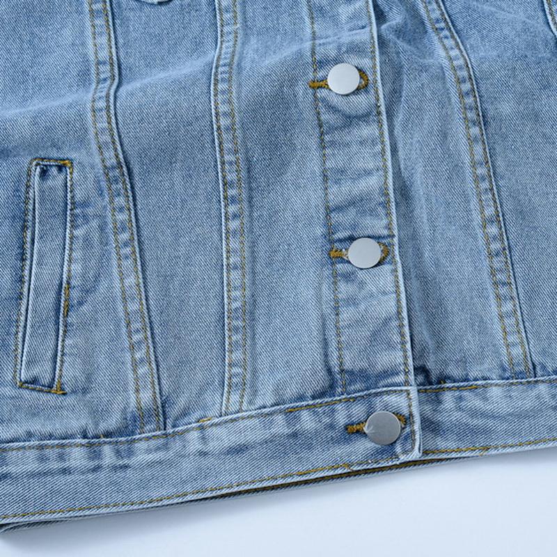 Giacca di jeans blu primavera autunno da donna corta coreana manica lunga allentata giacca di jeans taglie forti Top da studente