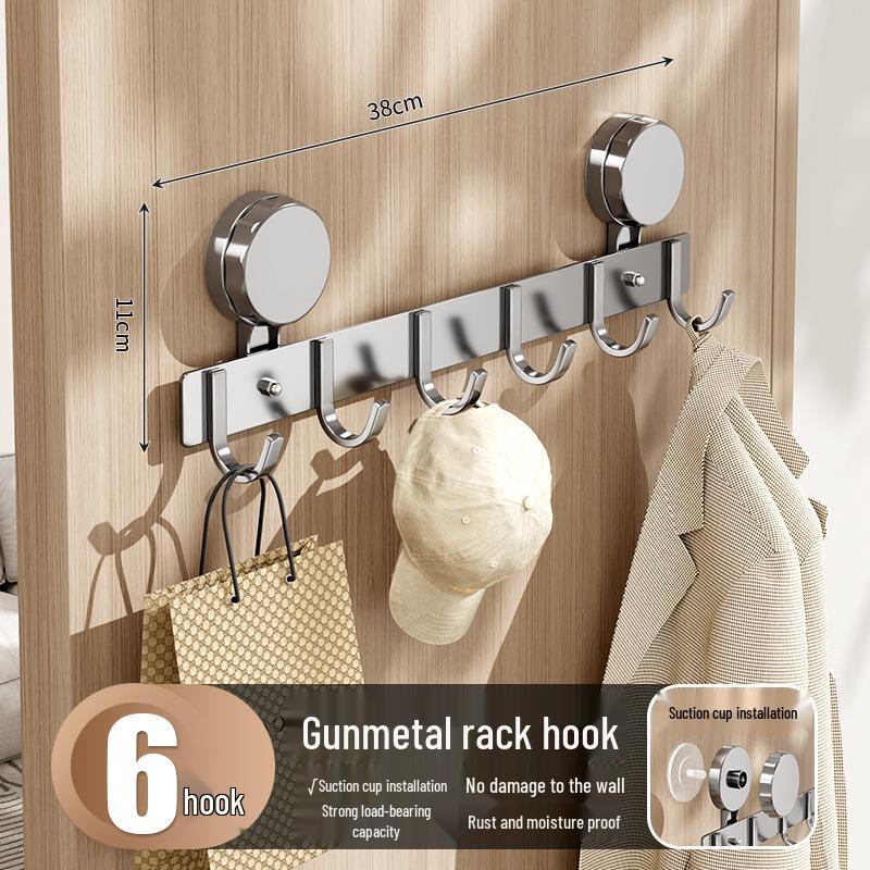 Suction Cup Over-the-Door Hook Rack - Strong Load-Bearing, No-Drill, Wall-Mounted Coat and Hat Hooks for Bathroom.