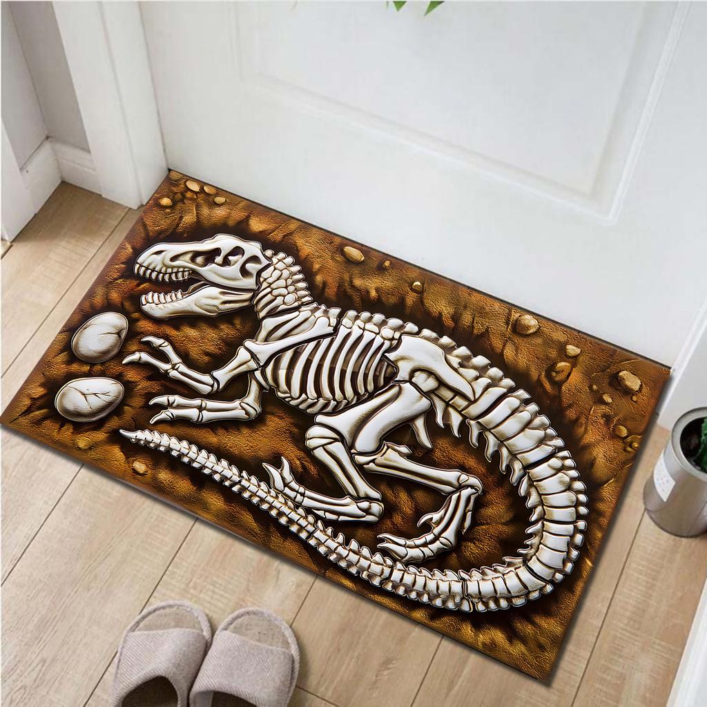 1pc Creative Dinosaur Fossil Pattern Area Rug,Stain Resistant Anti-slip Non-Shedding Carpet,For Living Room Bedroom,Low-pile Carpet,Machine