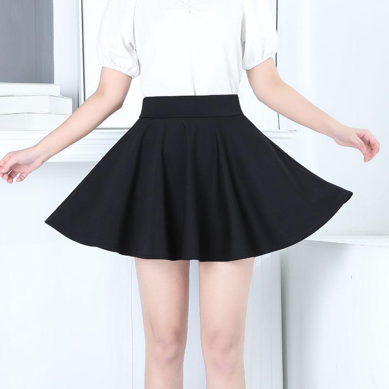 Women High Waist Sun Skirt Elastic A Line Mini Skirt Anti Chafing Lined Flared Pleated Skirt Spring Summer Casual Skirt
