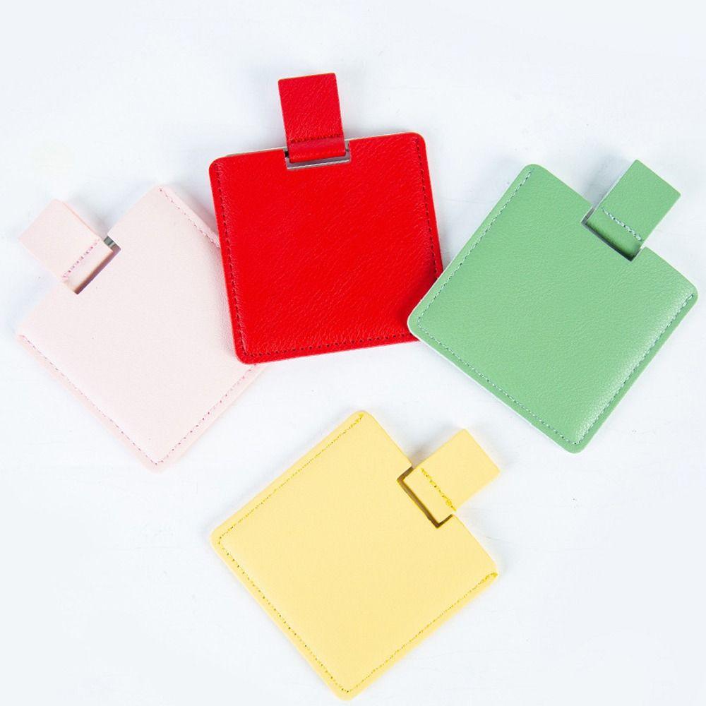 PU Protective Cover Cosmetic Mirror Compact Pocket Mirror Makeup Mirror Stainless Steel Mirror