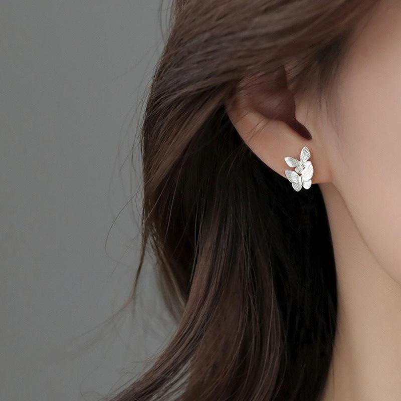 Double-layer butterfly stud earrings 2025 new popular earrings temperament ear jewelry