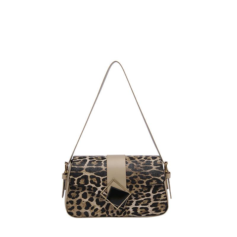 Fashionable Pu Leopard Print Handbag For Women In Elegant Black White Khaki Brown Shades