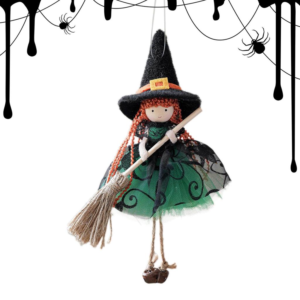 Witch Doll for Good Luck Halloween Pendant Collectible Figurine Hanging Ornaments for Kitchen Haunted House Outdoor