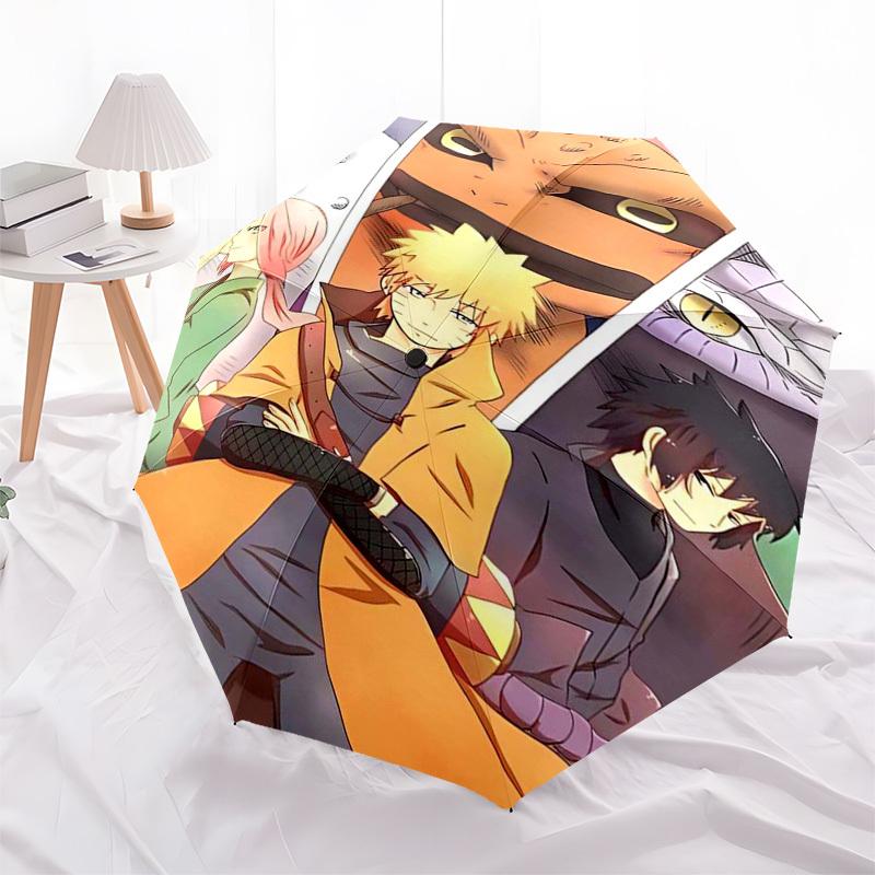 

1pc Naruto, Sakura & Sasuke Outdoor Umbrella - Automatic Opening/Closing, Portable 3-Fold Design, Iron Frame, Festival Gift for Fans, Travelers, Daily