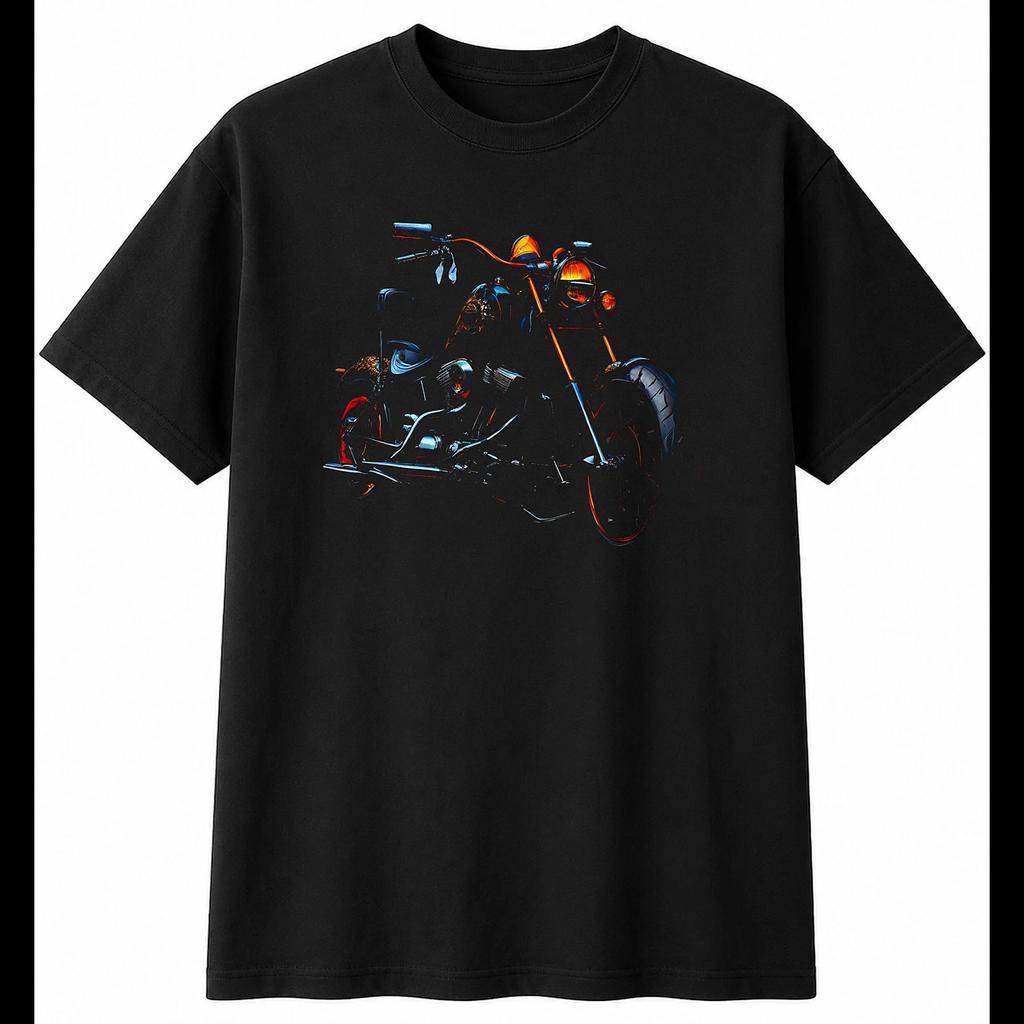 Chopper Motorcycle Torn Retro Mens T-Shirt Black 100% Cotton Classic Printed