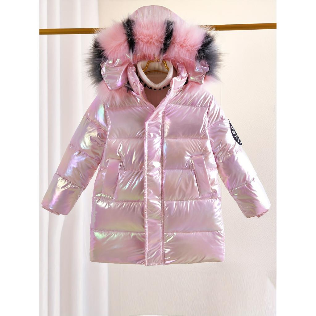 Winter Down Jacket for Girls Coat Waterproof Shiny Hooded Children Outerwear Clothing 5-14 Year Teenage Kids Parka Snowsuit