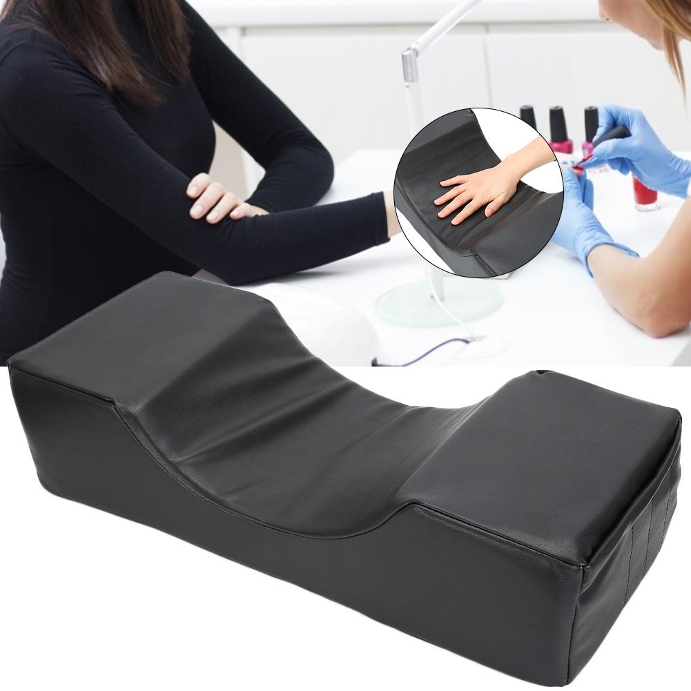 Domácí U Tvarovaný Elastický Polštářek na Ruku pro Nail Art Polštářek pro Prodlužování Řas Černý PU
