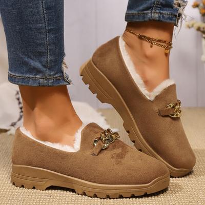 2024 Winter Neue Damenmode Lässige Plüsch Warme und Kältefeste Slipper Metalldekoration Outdoor Kurze Baumwollstiefel