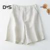 Women Shorts High Waist Button Zipper Fly Casual Short Pants with Pockets Solid Color Loose Fit Knee-Length Shorts