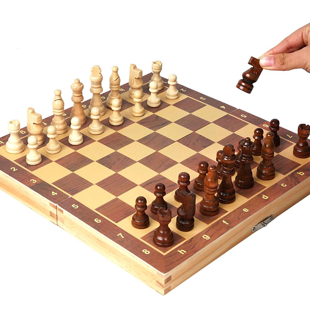 Magnetic Wooden Chess Board Set Folding International Chess Game 11.4x11.4in with Crafted Chess