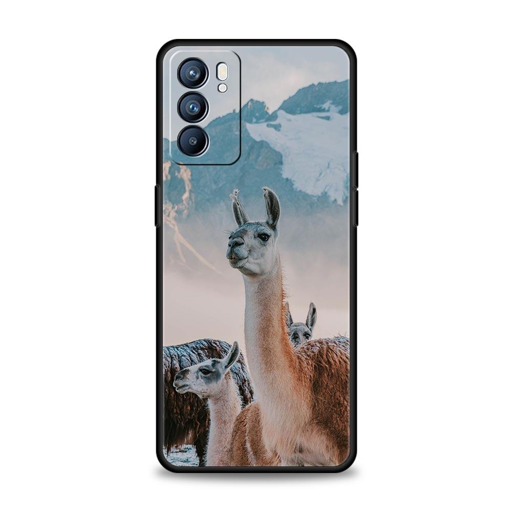 Kawaii Alpaca Lovely Phone Case For Oppo Reno8 Reno7 Reno6 Pro A54 5G Find X6 X5 A53 A52 A9 A15 A95 A17 A16 A76 A57 A31 Cover
