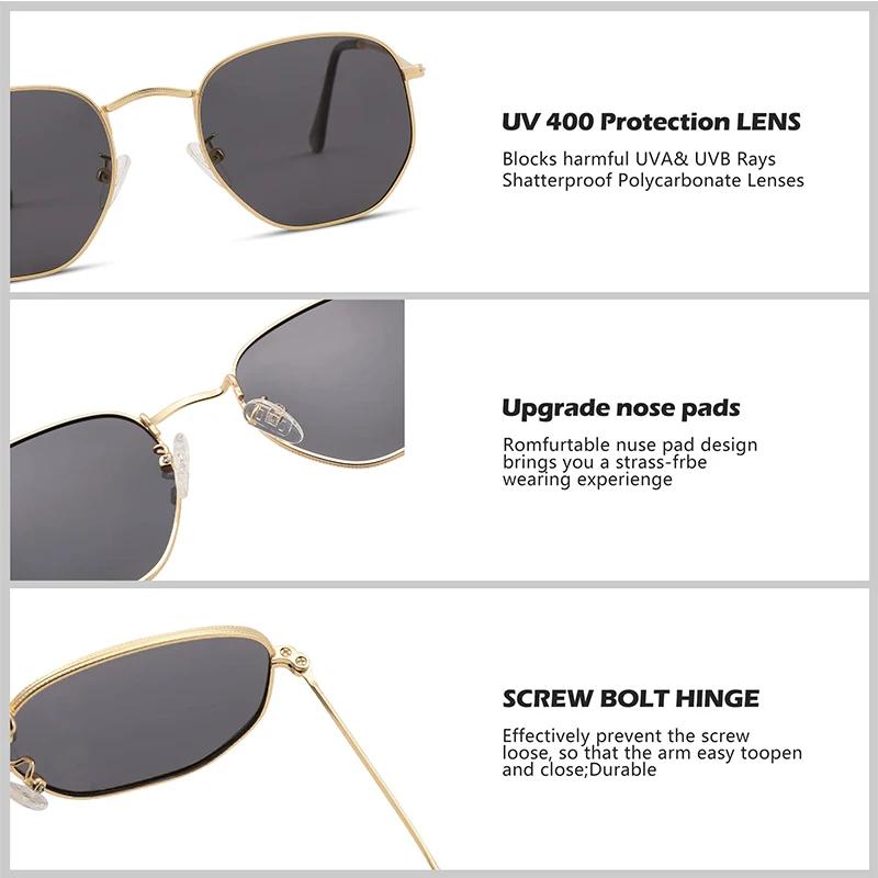 Vintage Metal Geometric Round Frame Fashion Classical Sunglasses For Vacation Lens Uv400 Men Women Hexagon Shades