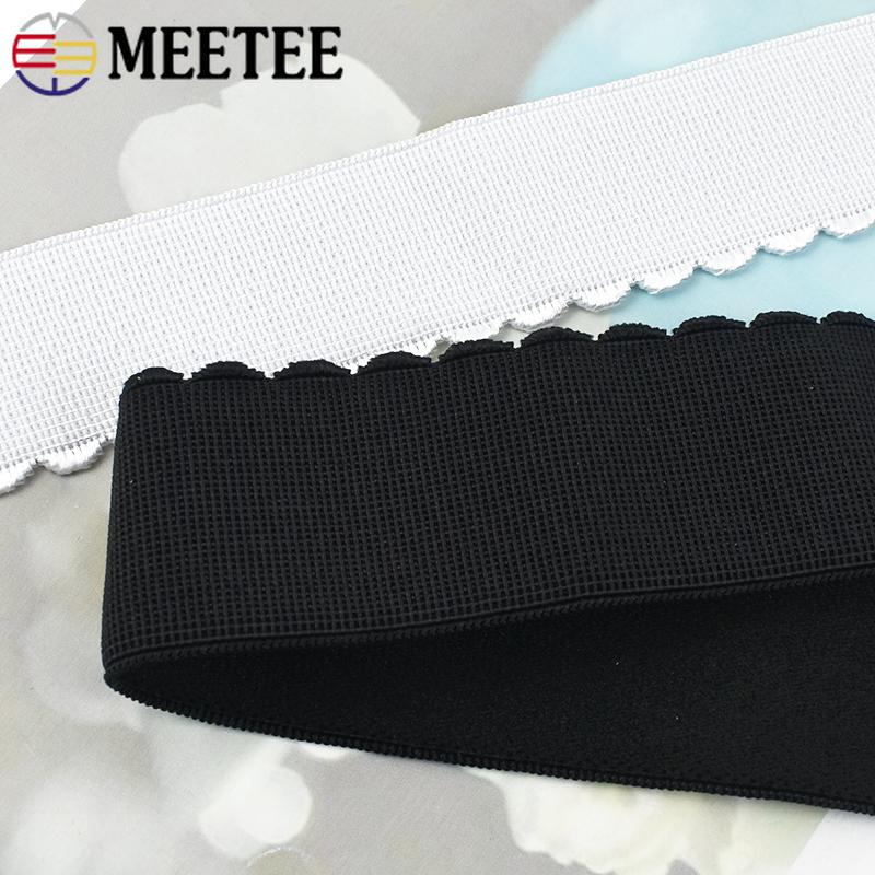 Meetee 2/5Meters Nylon Elastic Band 10-50mm Black White Lace Rubber Tape Bra Underwear Webbing Strap Belt DIY Sewing Accessories