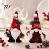 Cute Christmas Souvenirs Plush Gnome Decoration, Nordic Xmas Scandinavian Tomte Elf with Beard Pine Tree Branch for Desk Shelf Fireplace Winter