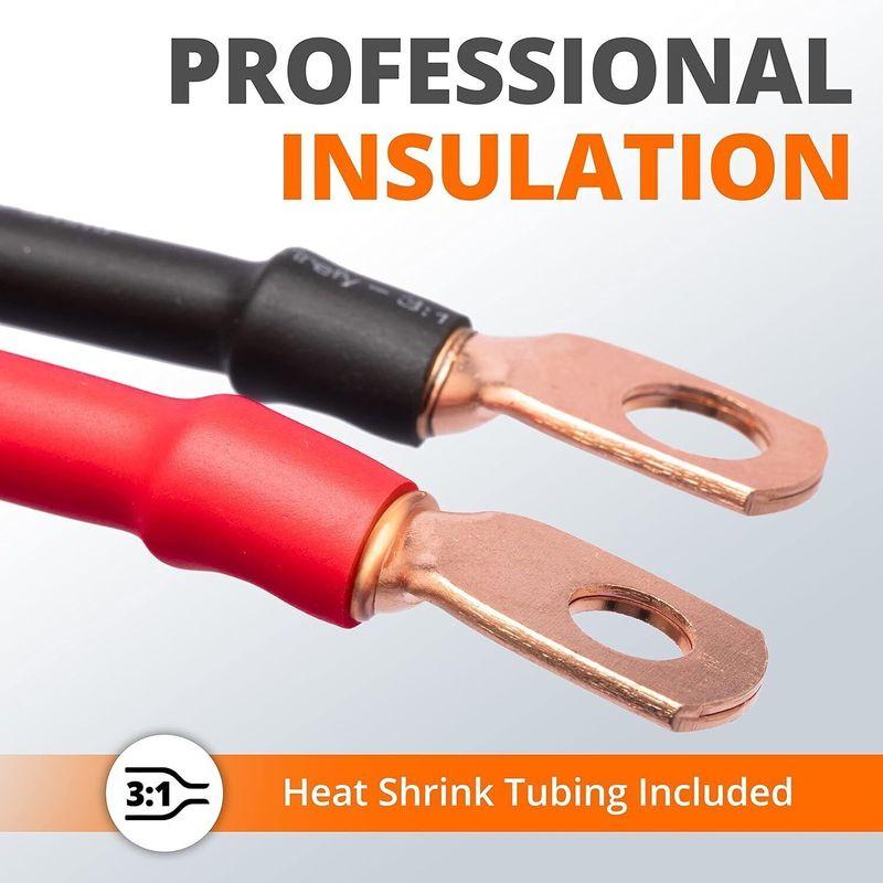 20pcs Copper Terminal Connectors, AWG 1/0 2/0 2 4 6 8 Ring Lug Kit With Shrink Tubing & Battery Cable Lugs
