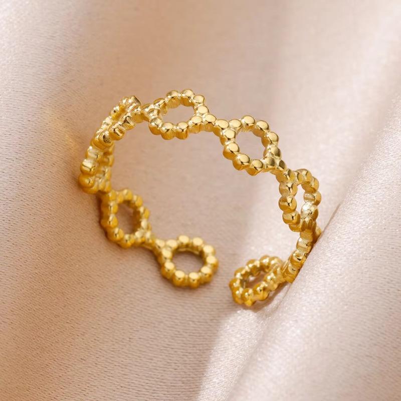 Hot-selling Love Line Geometric Stainless Steel Ring Women's K Gold-plated Simple Niche Accessories