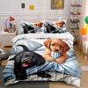 Cute Puppies Playing with Sheet Print Bedding Set 1 Duvet Cover 2 Pillowcases for Adult and Children Luxury Gift Full Size