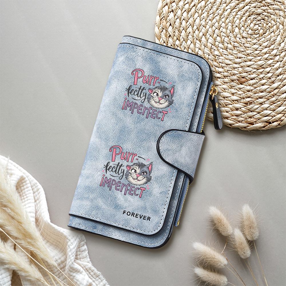 Cute Cat Print Wallet for Women Large Capacity PU Leather Purse Multi Card Slots Fashion Long Wallet