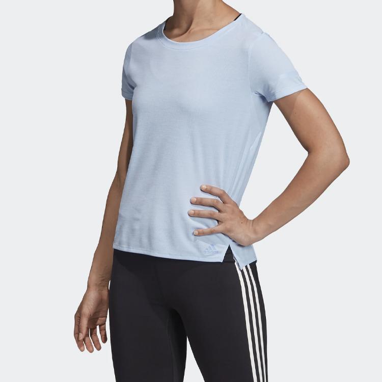 Adidas Training Round Neck Short Sleeve T-Shirt Women Tops Bright-Blue FL8567