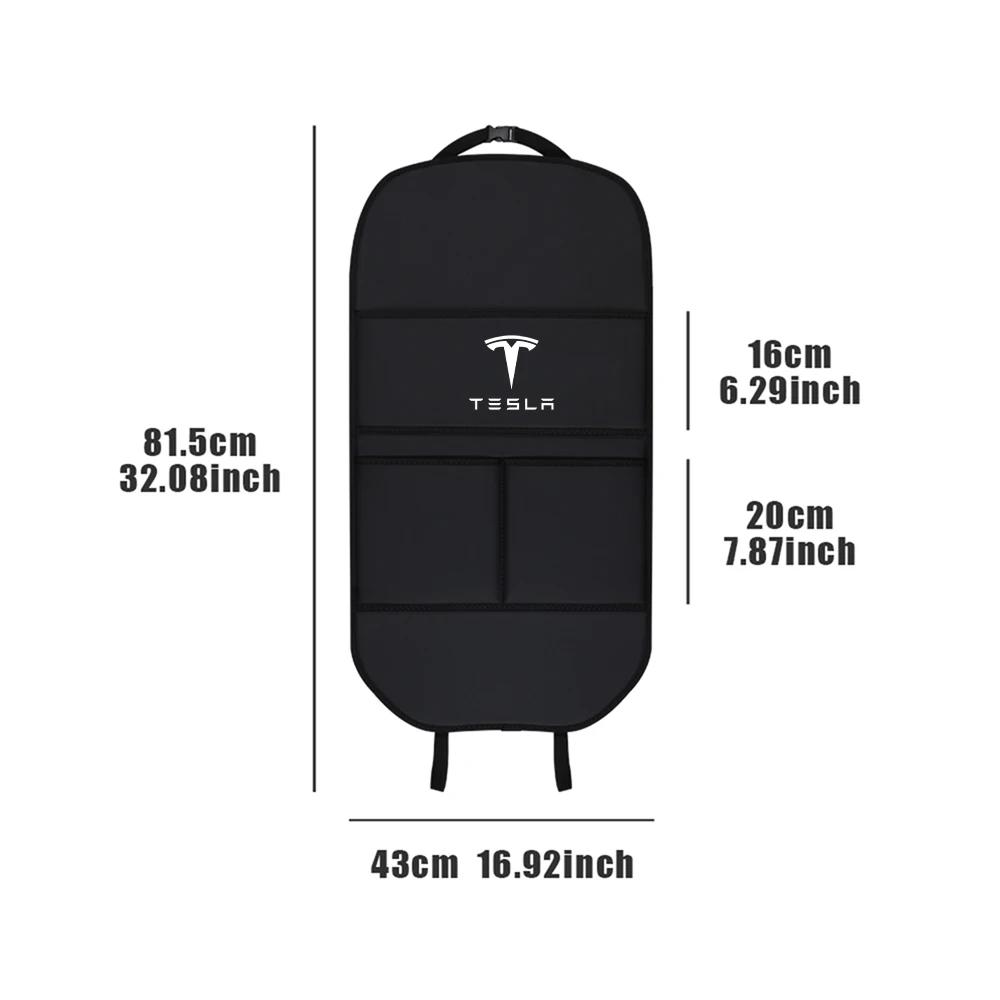 Car Sticker Tesla Large Capacity Multifunction Black Car Seat Back Leather Storage Bag For Tesla Model 3 Y S X Roadster Cybertru