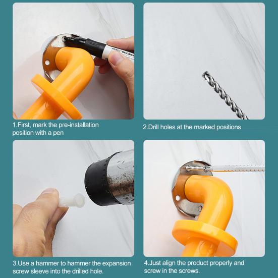 Anti-Slip Load-Bearing Handrail with Illuminated Ring Support Handrail Elbow Rust-Resistant Standing