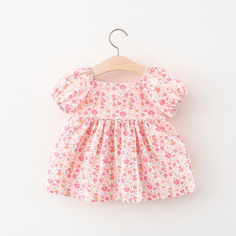 Children's Dress Summer New Product Baby Girl Small Floral Short Sleeve Dress Princess Skirt
